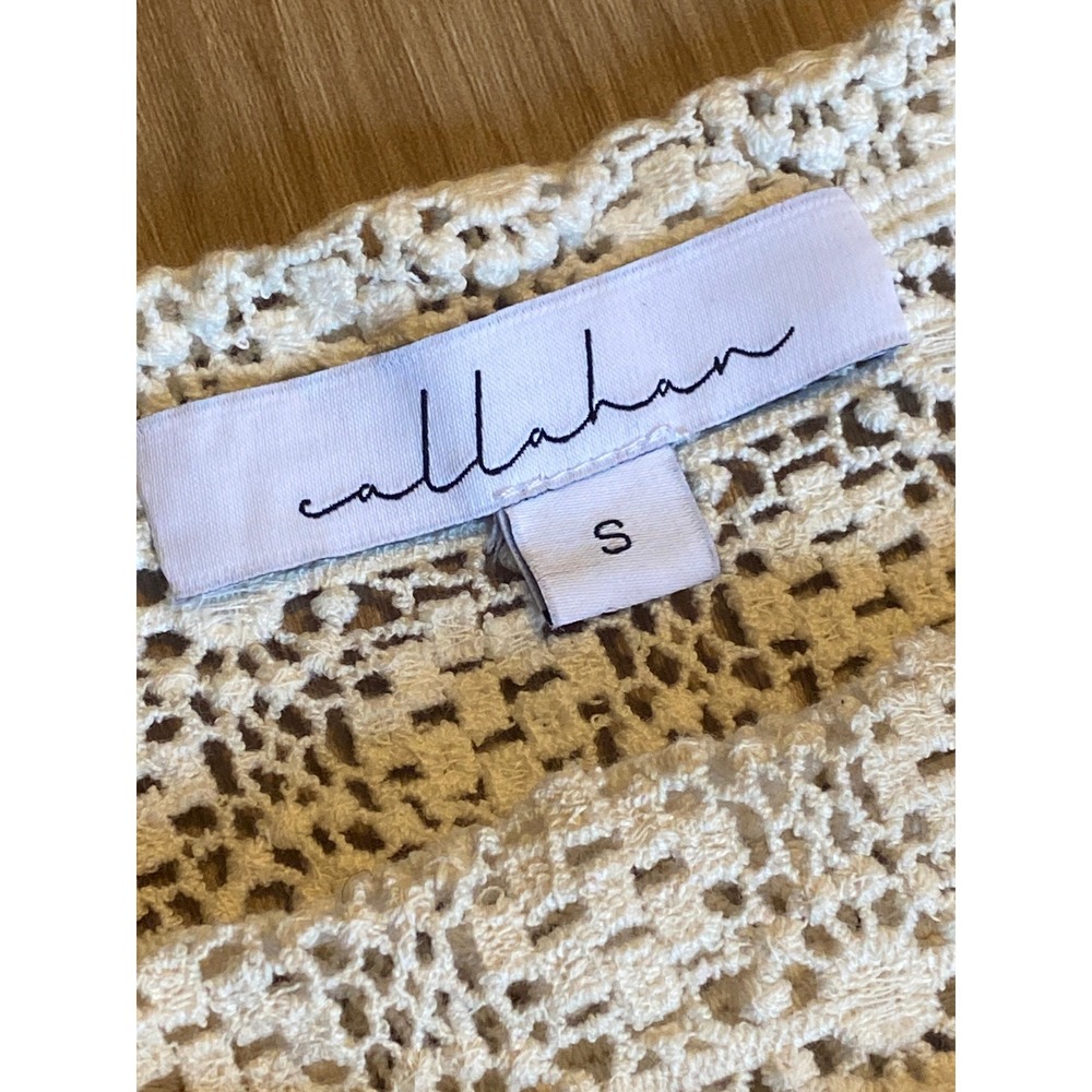 Callahan Inez Cream Crochet Fringe Sleeveless Tank Top Boho Festival Cotton Sm - Picture 5 of 7